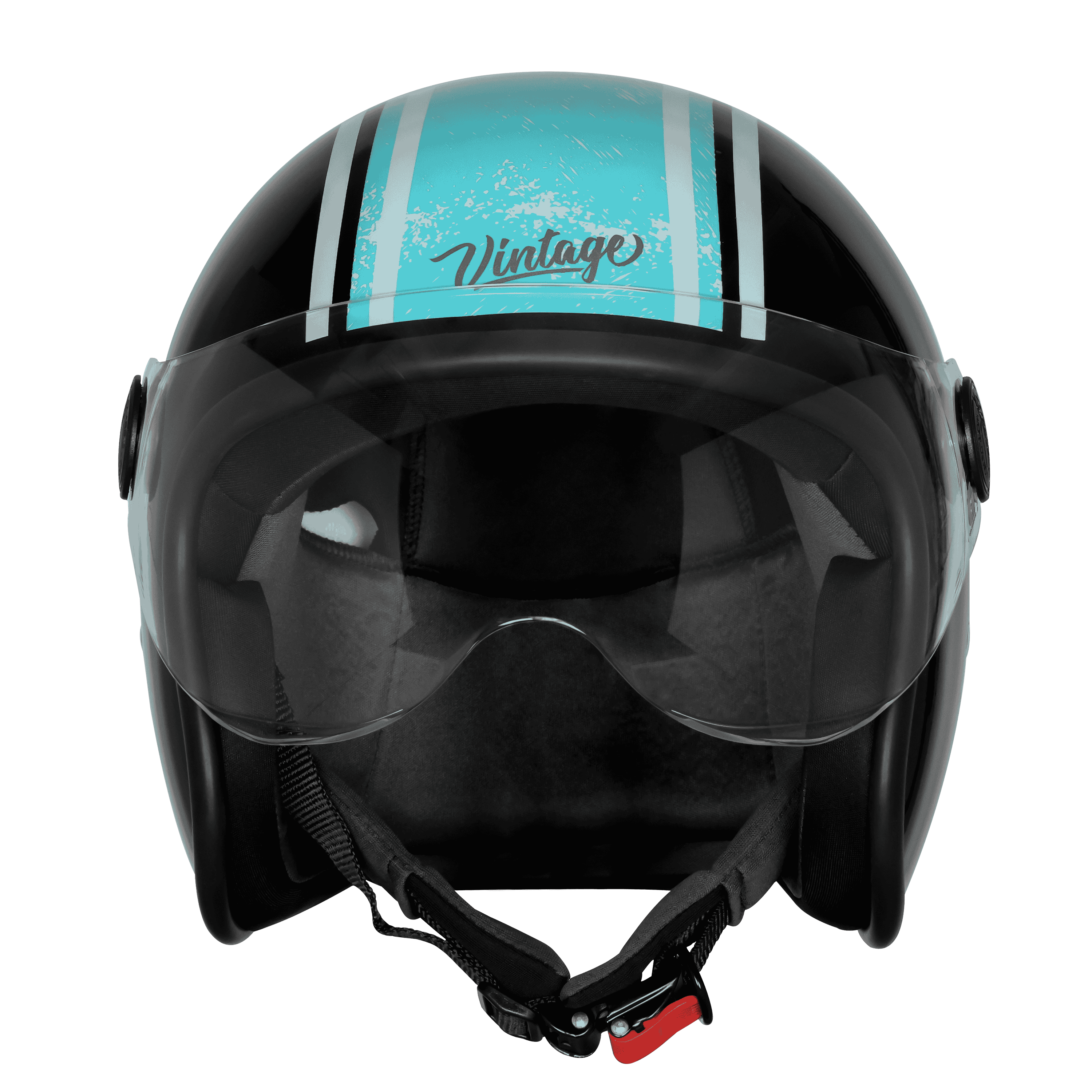 SBH-54 VINTAGE RACERS MAT BLACK WITH LIGHT BLUE